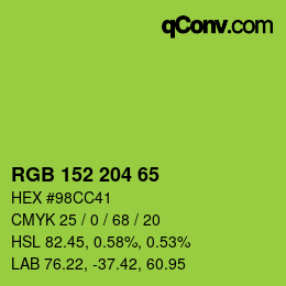 カラーコード: RGB 152 204 65 | qconv.com