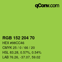 カラーコード: RGB 152 204 70 | qconv.com
