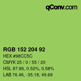 颜色代码: RGB 152 204 92 | qconv.com