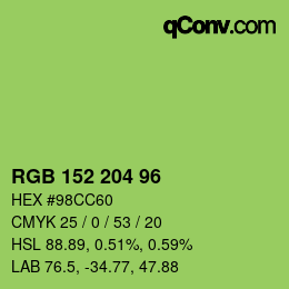 カラーコード: RGB 152 204 96 | qconv.com