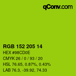 Color code: RGB 152 205 14 | qconv.com