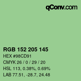 Color code: RGB 152 205 145 | qconv.com