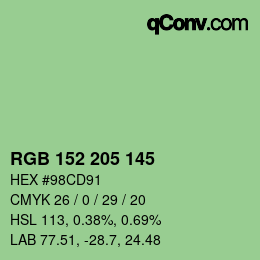 Color code: RGB 152 205 145 | qconv.com