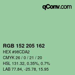 颜色代码: RGB 152 205 162 | qconv.com