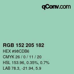 Code couleur: RGB 152 205 182 | qconv.com