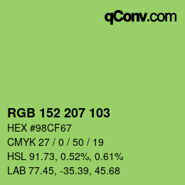 Color code: RGB 152 207 103 | qconv.com