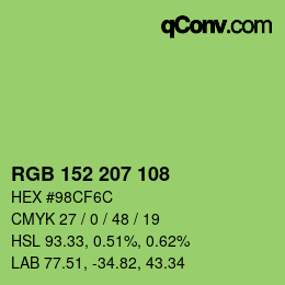Color code: RGB 152 207 108 | qconv.com