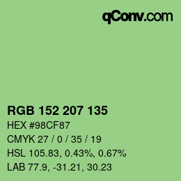 カラーコード: RGB 152 207 135 | qconv.com