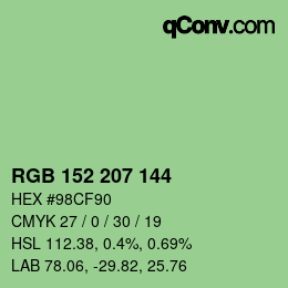 颜色代码: RGB 152 207 144 | qconv.com