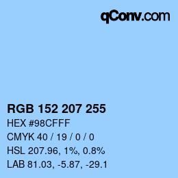Color code: RGB 152 207 255 | qconv.com