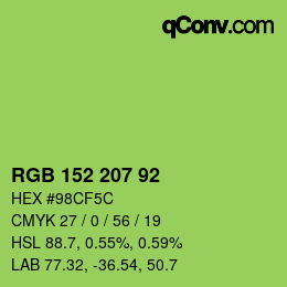 Color code: RGB 152 207 92 | qconv.com