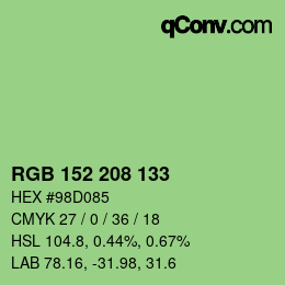 Color code: RGB 152 208 133 | qconv.com