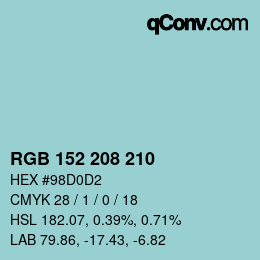 カラーコード: RGB 152 208 210 | qconv.com