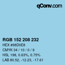 Color code: RGB 152 208 232 | qconv.com