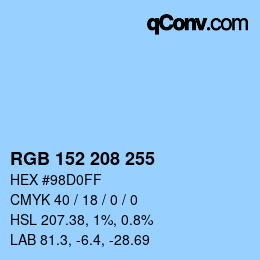 Color code: RGB 152 208 255 | qconv.com