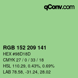 Color code: RGB 152 209 141 | qconv.com