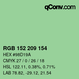 カラーコード: RGB 152 209 154 | qconv.com