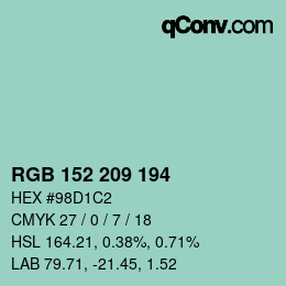 Color code: RGB 152 209 194 | qconv.com