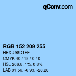 Color code: RGB 152 209 255 | qconv.com