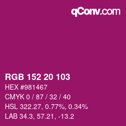 Color code: RGB 152 20 103 | qconv.com