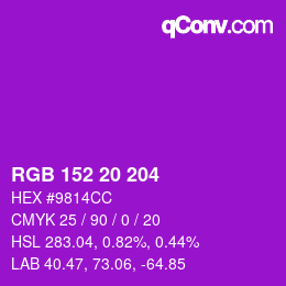 Color code: RGB 152 20 204 | qconv.com