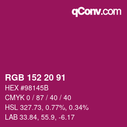 Color code: RGB 152 20 91 | qconv.com