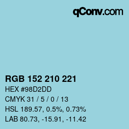 Farbcode: RGB 152 210 221 | qconv.com