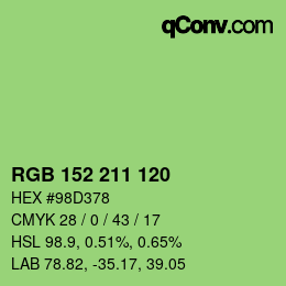 Color code: RGB 152 211 120 | qconv.com