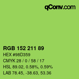 Color code: RGB 152 211 89 | qconv.com