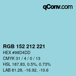 Farbcode: RGB 152 212 221 | qconv.com