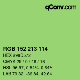 Color code: RGB 152 213 114 | qconv.com