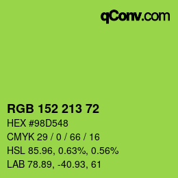 Color code: RGB 152 213 72 | qconv.com