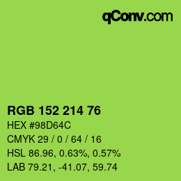 Color code: RGB 152 214 76 | qconv.com