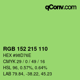 カラーコード: RGB 152 215 110 | qconv.com