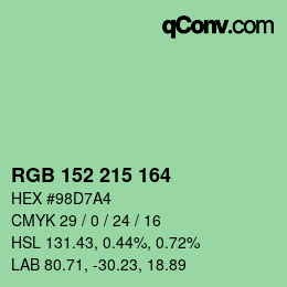 Color code: RGB 152 215 164 | qconv.com