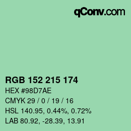 Color code: RGB 152 215 174 | qconv.com