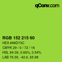 カラーコード: RGB 152 215 60 | qconv.com