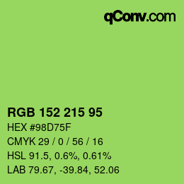 カラーコード: RGB 152 215 95 | qconv.com