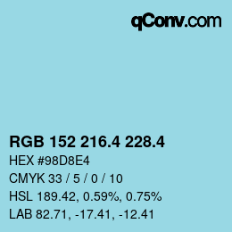 カラーコード: RGB 152 216.4 228.4 | qconv.com