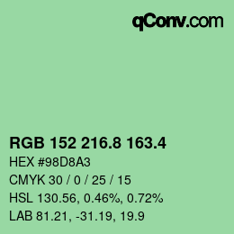 カラーコード: RGB 152 216.8 163.4 | qconv.com