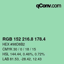 カラーコード: RGB 152 216.8 178.4 | qconv.com
