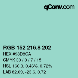 カラーコード: RGB 152 216.8 202 | qconv.com