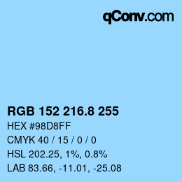 カラーコード: RGB 152 216.8 255 | qconv.com