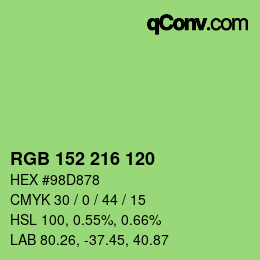 カラーコード: RGB 152 216 120 | qconv.com