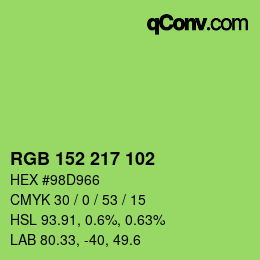 Color code: RGB 152 217 102 | qconv.com