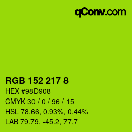 颜色代码: RGB 152 217 8 | qconv.com