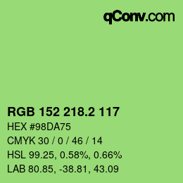 カラーコード: RGB 152 218.2 117 | qconv.com