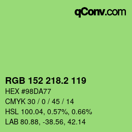 カラーコード: RGB 152 218.2 119 | qconv.com