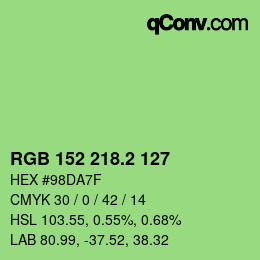 カラーコード: RGB 152 218.2 127 | qconv.com