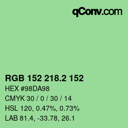 カラーコード: RGB 152 218.2 152 | qconv.com